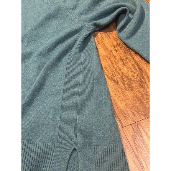 L.L Bean Cyan 100% Cashmere Mockneck Sweater sz XL Cozycore soft Knit high-low - Picture 5 of 7